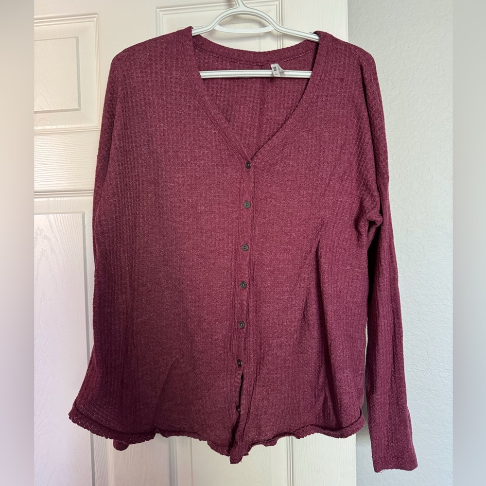 Mudd ls purple waffle top. Sz large